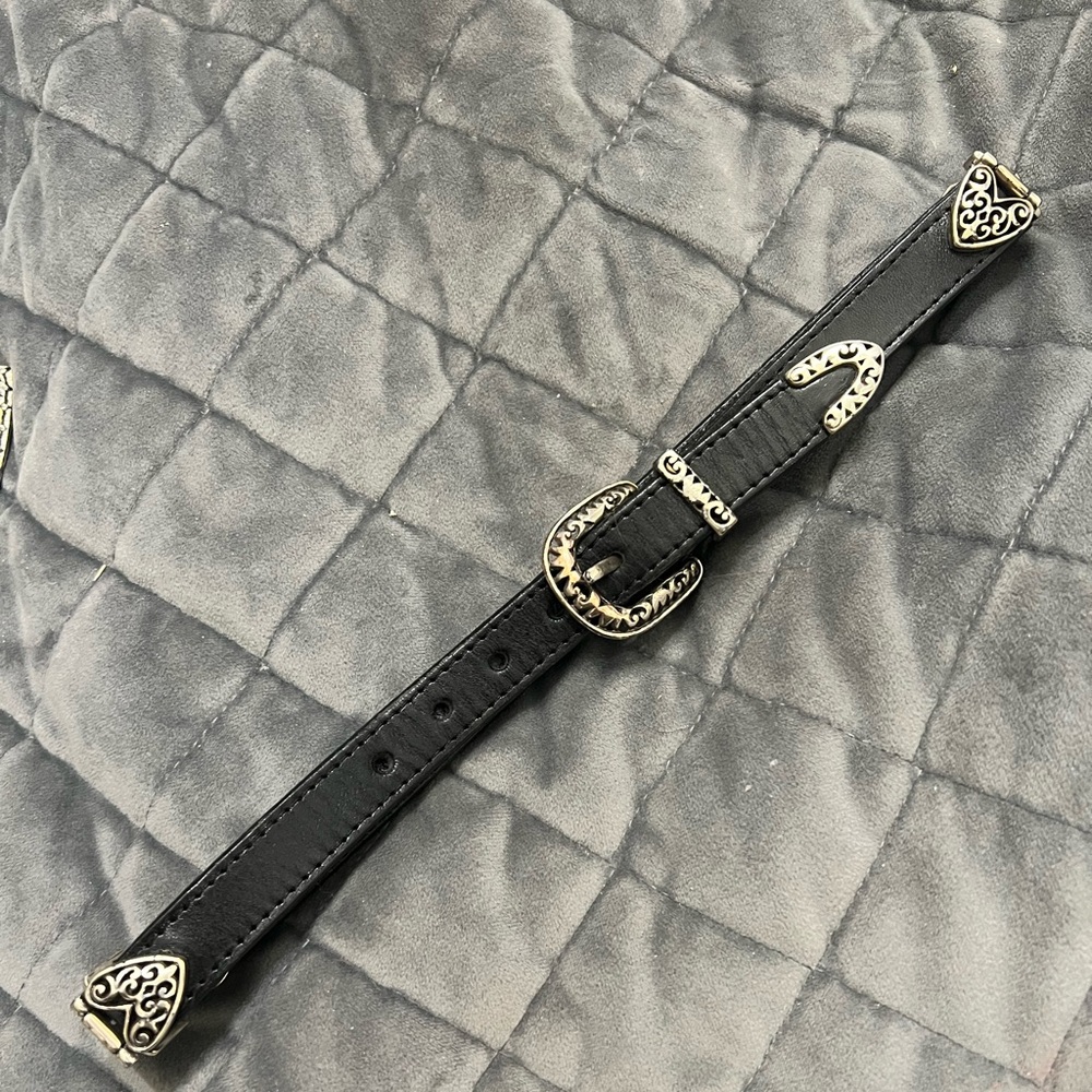 Black Kids Western-Style Belt with Silver Filigree Buckle